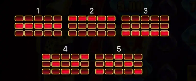 Five fixed paylines displayed for Power Crown slot